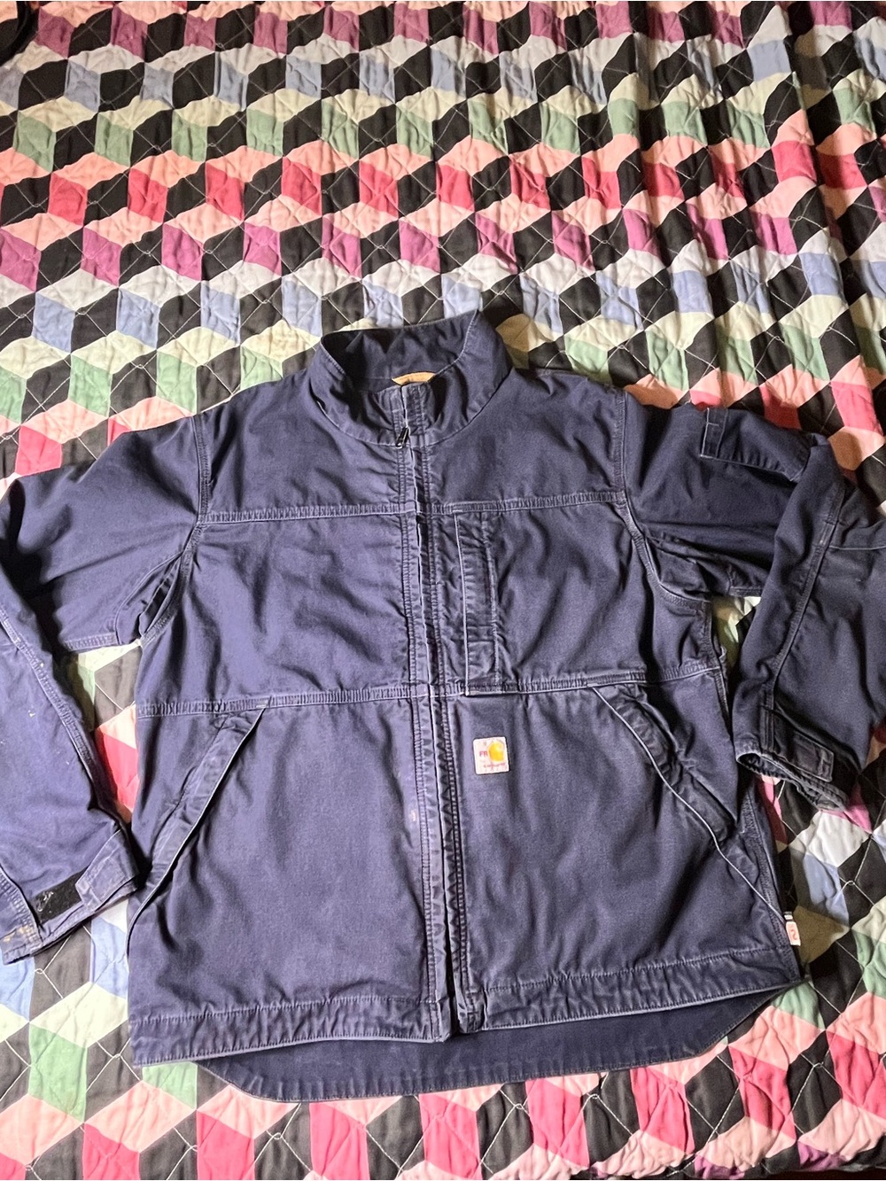 Carhartt FR Dark Navy Puffer Jacket - Sturdy Zip Front-Large